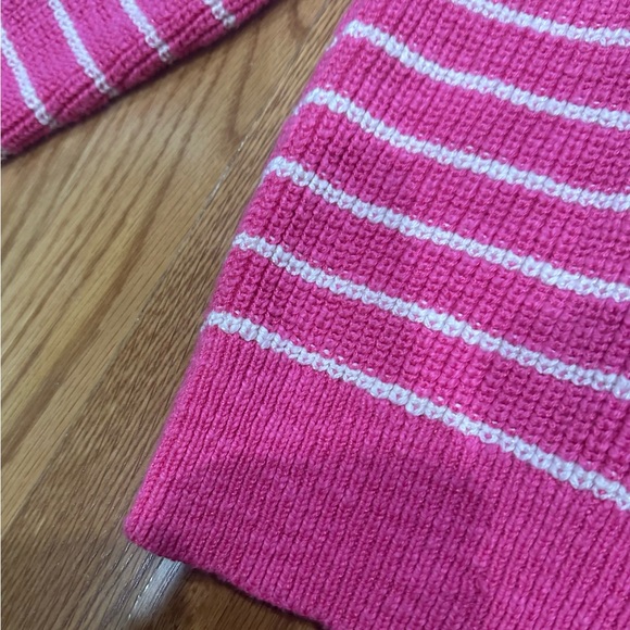 LOFT Vibrant Pink and White Striped Cardigan Small - Picture 9 of 9